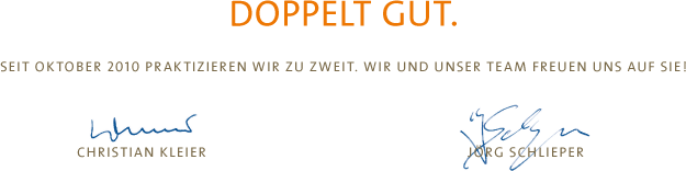 Seit Oktober 2010 praktizieren wir zu zweit. Wir und unser Team freuen uns auf Sie! 